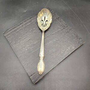 Vintage Rogers & Bros Silver Plated Pierced Fleur-De-Lis Serving Spoon HS273